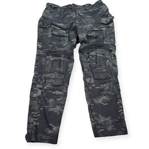 Idogear Tactical Pants Size 38 Black Camo Ripstop Cargo Knee Pads Combat Utility